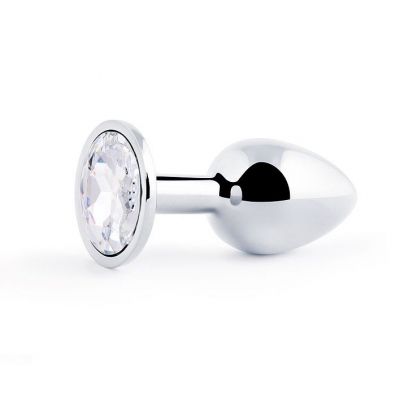 Металлическая втулка plug small цвета серебро с прозрачным кристаллом