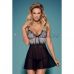 Сексуальная женская сорочка Greyla babydoll & thong украшена черными вышивками Сексуальная женская сорочка Greyla babydoll & thong украшена черными вышивками